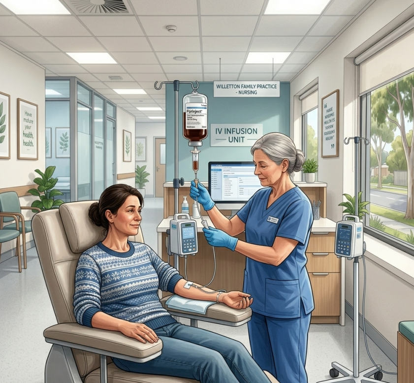 "Iron infusion treatment at a modern medical clinic"
